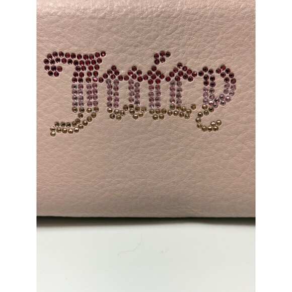 Juicy Couture Medium Double Zip Around Rhinestone Logo Wallet In Dusty Pink New - Picture 2 of 8